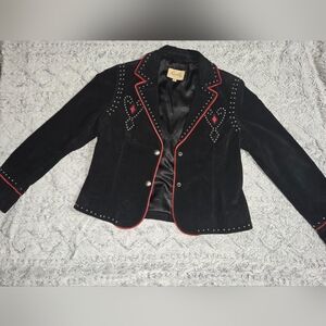 Scully Black Blazer with Red Trim and Studded Details